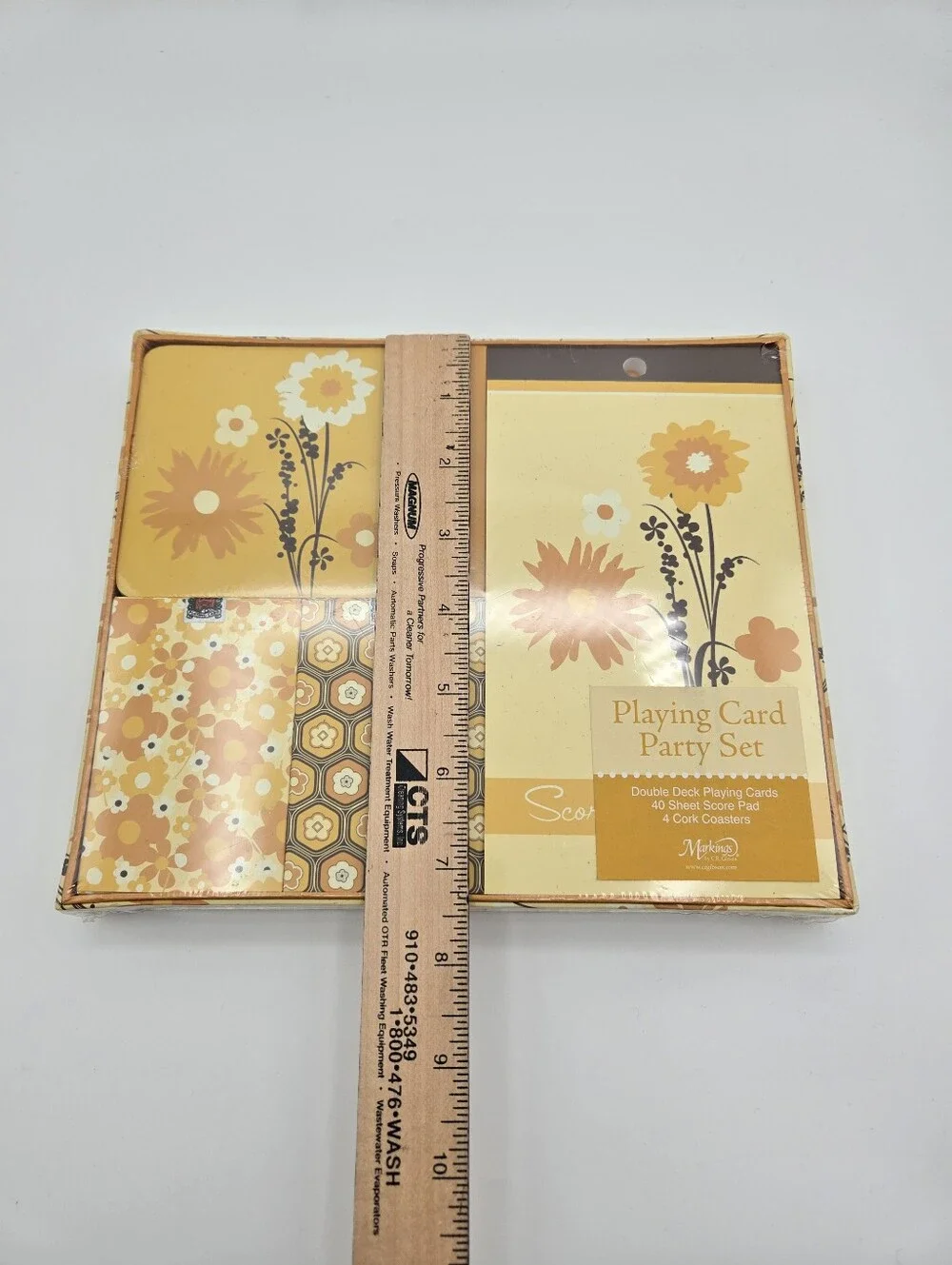 NEW C.R. Gibson Markings Playing Card Part Set Yellow Orange Retro Floral Print